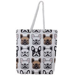 Dog French Bulldog Seamless Pattern Face Head Full Print Rope Handle Tote (large) by Pakemis