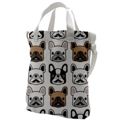 Dog French Bulldog Seamless Pattern Face Head Canvas Messenger Bag by Pakemis