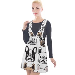 Dog French Bulldog Seamless Pattern Face Head Plunge Pinafore Velour Dress