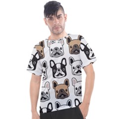 Dog French Bulldog Seamless Pattern Face Head Men s Sport Top by Pakemis