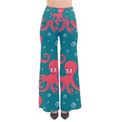 Cute Smiling Red Octopus Swimming Underwater So Vintage Palazzo Pants by Pakemis