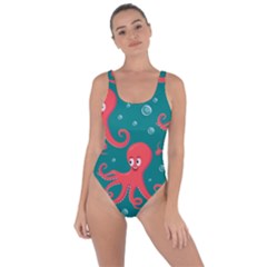 Cute Smiling Red Octopus Swimming Underwater Bring Sexy Back Swimsuit by Pakemis