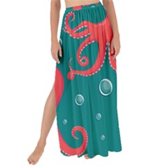 Cute Smiling Red Octopus Swimming Underwater Maxi Chiffon Tie-up Sarong by Pakemis