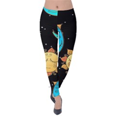 Seamless Pattern With Sun Moon Children Velvet Leggings by Pakemis