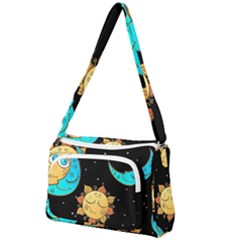 Seamless Pattern With Sun Moon Children Front Pocket Crossbody Bag by Pakemis