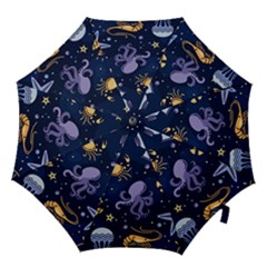 Marine Seamless Pattern Thin Line Memphis Style Hook Handle Umbrellas (large) by Pakemis