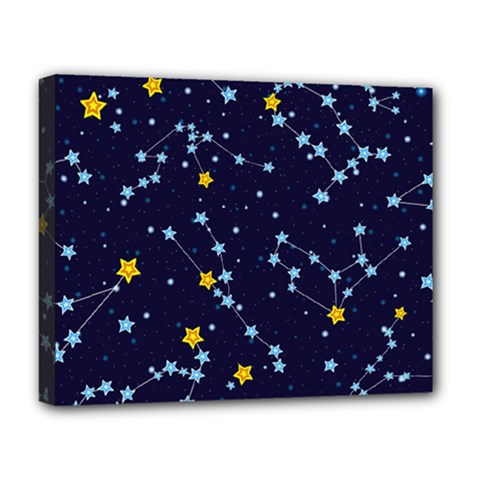 Seamless Pattern With Cartoon Zodiac Constellations Starry Sky Deluxe Canvas 20  X 16  (stretched) by Pakemis