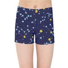Seamless Pattern With Cartoon Zodiac Constellations Starry Sky Kids  Sports Shorts