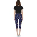 Seamless Pattern With Cartoon Zodiac Constellations Starry Sky Inside Out Lightweight Velour Capri Leggings  View2