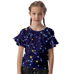 Seamless Pattern With Cartoon Zodiac Constellations Starry Sky Kids  Cut Out Flutter Sleeves