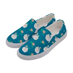 Elegant Swan Pattern With Water Lily Flowers Women s Canvas Slip Ons by Pakemis