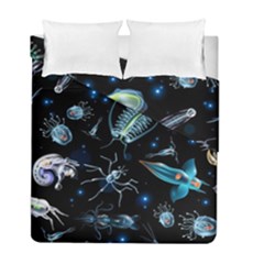 Colorful Abstract Pattern Consisting Glowing Lights Luminescent Images Marine Plankton Dark Backgrou Duvet Cover Double Side (full/ Double Size) by Pakemis