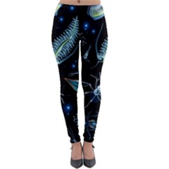 Colorful Abstract Pattern Consisting Glowing Lights Luminescent Images Marine Plankton Dark Backgrou Lightweight Velour Leggings by Pakemis