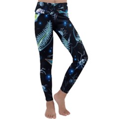 Colorful Abstract Pattern Consisting Glowing Lights Luminescent Images Marine Plankton Dark Backgrou Kids  Lightweight Velour Classic Yoga Leggings