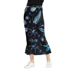 Colorful Abstract Pattern Consisting Glowing Lights Luminescent Images Marine Plankton Dark Backgrou Maxi Fishtail Chiffon Skirt by Pakemis