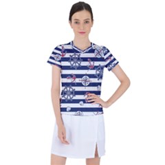 Seamless Marine Pattern Women s Sports Top by Pakemis