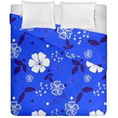 Blooming-seamless-pattern-blue-colors Duvet Cover Double Side (california King Size) by Pakemis