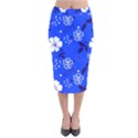 Blooming-seamless-pattern-blue-colors Velvet Midi Pencil Skirt View1