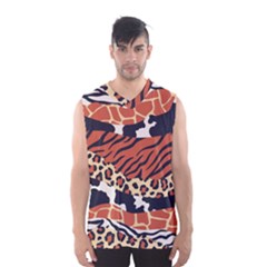 Mixed-animal-skin-print-safari-textures-mix-leopard-zebra-tiger-skins-patterns-luxury-animals-textur Men s Basketball Tank Top by Pakemis