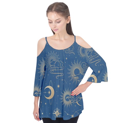 Seamless-galaxy-pattern Flutter Tees by Pakemis