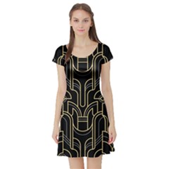 Art-deco-geometric-abstract-pattern-vector Short Sleeve Skater Dress by Pakemis