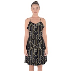 Art-deco-geometric-abstract-pattern-vector Ruffle Detail Chiffon Dress