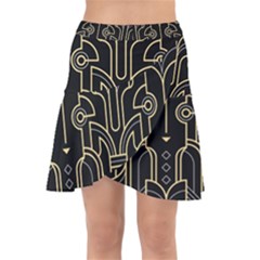 Art-deco-geometric-abstract-pattern-vector Wrap Front Skirt by Pakemis