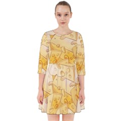 Cheese-slices-seamless-pattern-cartoon-style Smock Dress by Pakemis