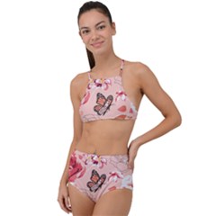 Beautiful-seamless-spring-pattern-with-roses-peony-orchid-succulents High Waist Tankini Set by Pakemis