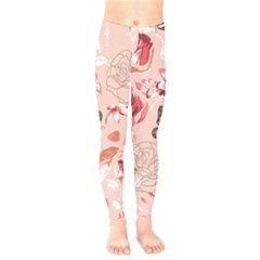 Beautiful-seamless-spring-pattern-with-roses-peony-orchid-succulents Kids  Leggings