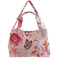 Beautiful-seamless-spring-pattern-with-roses-peony-orchid-succulents Double Compartment Shoulder Bag