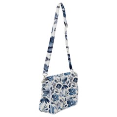 Indigo-watercolor-floral-seamless-pattern Shoulder Bag With Back Zipper by Pakemis