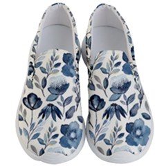 Indigo-watercolor-floral-seamless-pattern Men s Lightweight Slip Ons