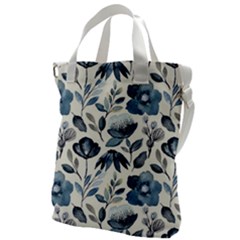 Indigo-watercolor-floral-seamless-pattern Canvas Messenger Bag by Pakemis