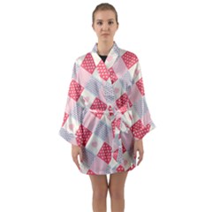 Cute-kawaii-patches-seamless-pattern Long Sleeve Satin Kimono by Pakemis