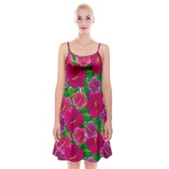 Background-cute-flowers-fuchsia-with-leaves Spaghetti Strap Velvet Dress