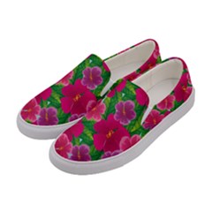 Background-cute-flowers-fuchsia-with-leaves Women s Canvas Slip Ons by Pakemis