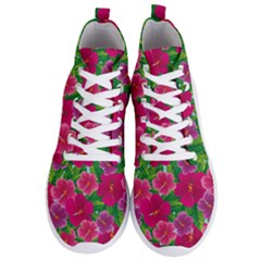 Background-cute-flowers-fuchsia-with-leaves Men s Lightweight High Top Sneakers by Pakemis