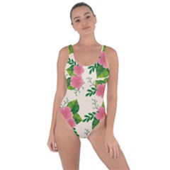 Cute-pink-flowers-with-leaves-pattern Bring Sexy Back Swimsuit