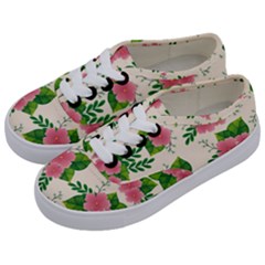 Cute-pink-flowers-with-leaves-pattern Kids  Classic Low Top Sneakers by Pakemis