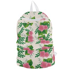 Cute-pink-flowers-with-leaves-pattern Foldable Lightweight Backpack