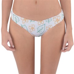 Hand-drawn-cute-flowers-with-leaves-pattern Reversible Hipster Bikini Bottoms