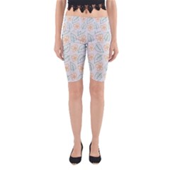 Hand-drawn-cute-flowers-with-leaves-pattern Yoga Cropped Leggings