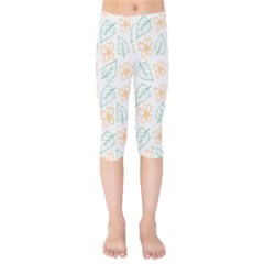 Hand-drawn-cute-flowers-with-leaves-pattern Kids  Capri Leggings  by Pakemis