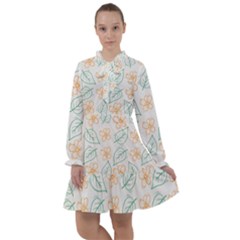 Hand-drawn-cute-flowers-with-leaves-pattern All Frills Chiffon Dress by Pakemis