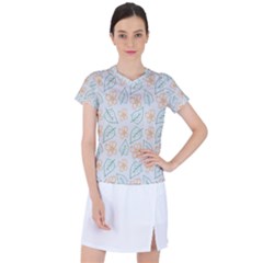 Hand-drawn-cute-flowers-with-leaves-pattern Women s Sports Top by Pakemis