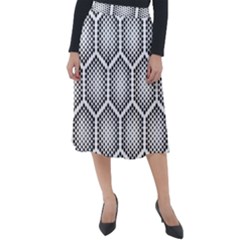 Halftone-tech-hexagons-seamless-pattern Classic Velour Midi Skirt  by Pakemis