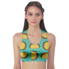 Taco-drawing-background-mexican-fast-food-pattern Sports Bra by Pakemis