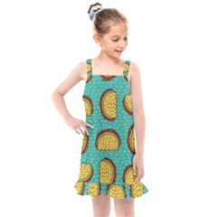 Taco-drawing-background-mexican-fast-food-pattern Kids  Overall Dress by Pakemis
