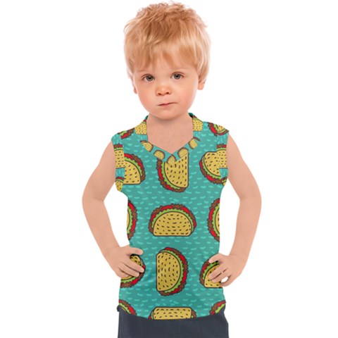 Taco-drawing-background-mexican-fast-food-pattern Kids  Sport Tank Top by Pakemis